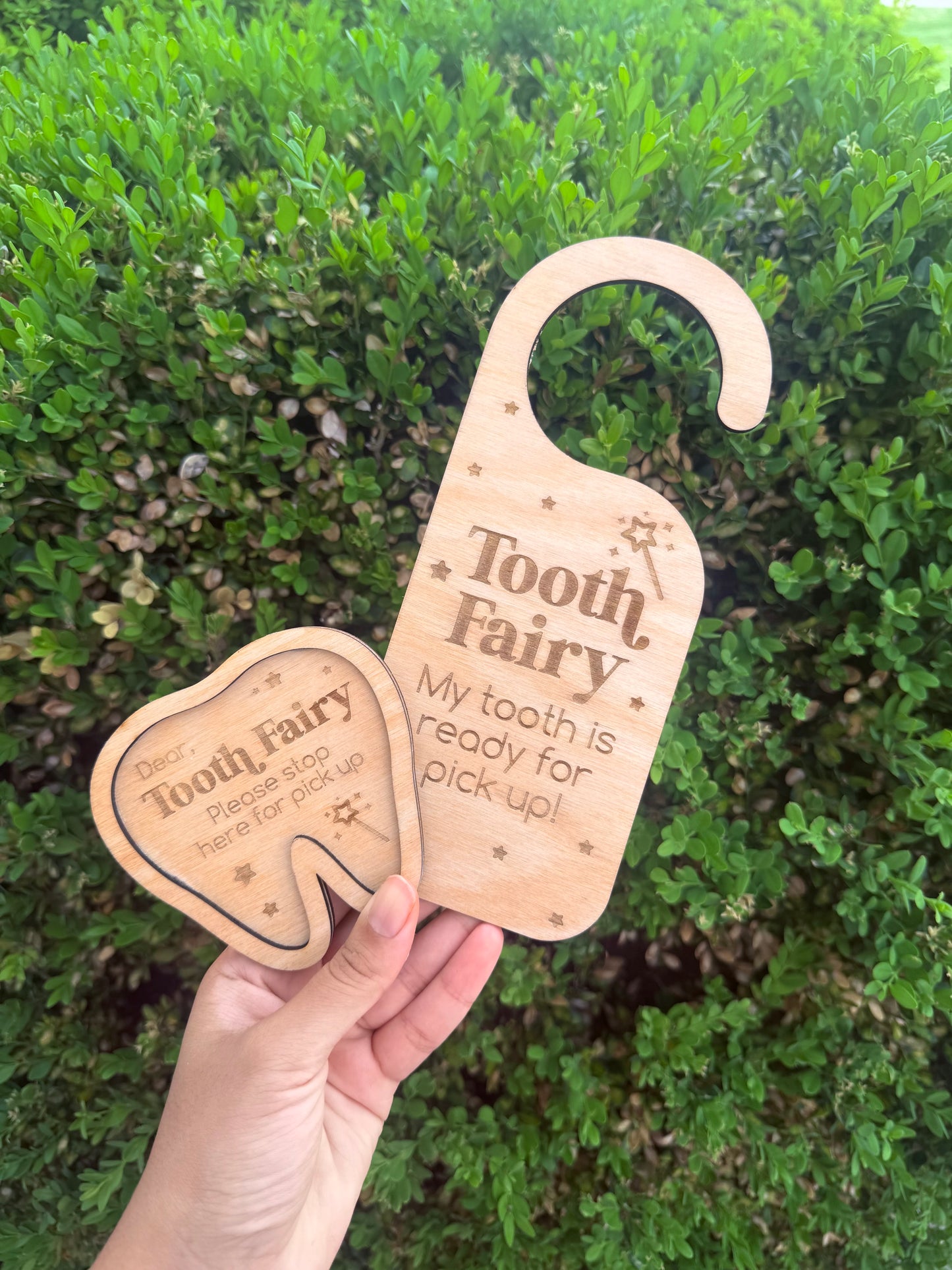 Tooth fairy door sign and tray